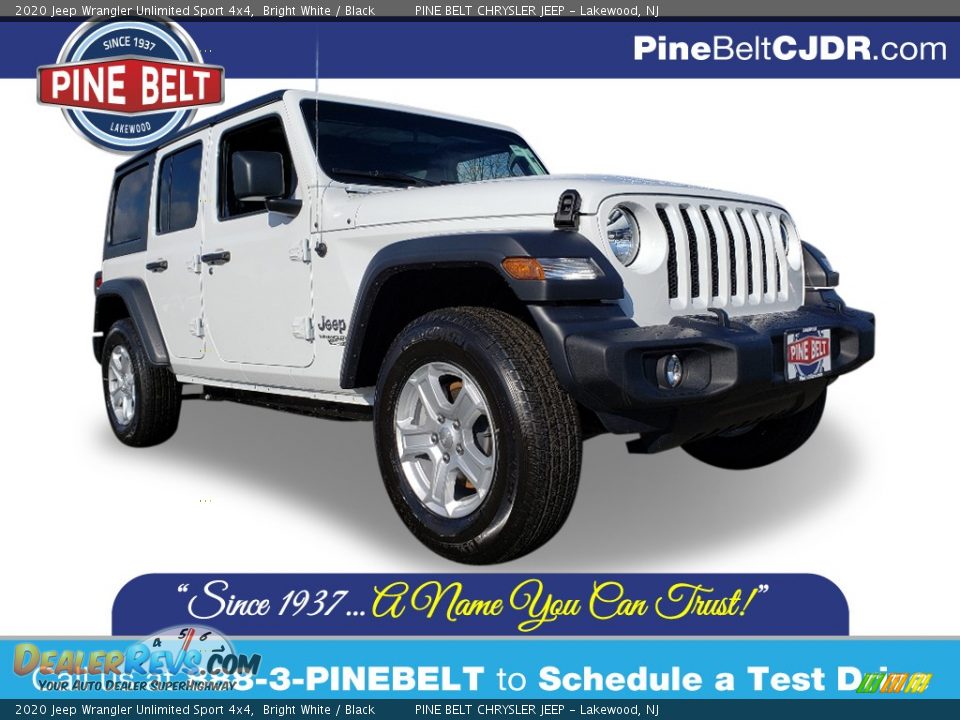 2020 Jeep Wrangler Unlimited Sport 4x4 Bright White / Black Photo #1