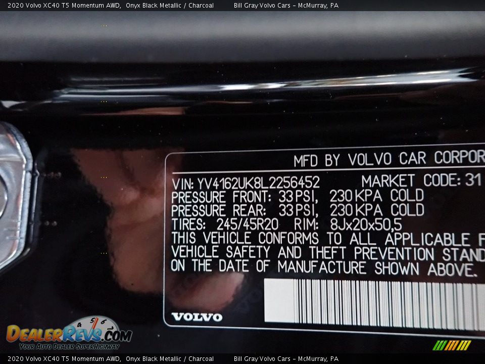 2020 Volvo XC40 T5 Momentum AWD Onyx Black Metallic / Charcoal Photo #11