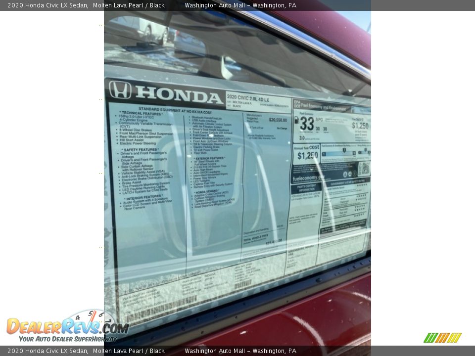 2020 Honda Civic LX Sedan Molten Lava Pearl / Black Photo #15