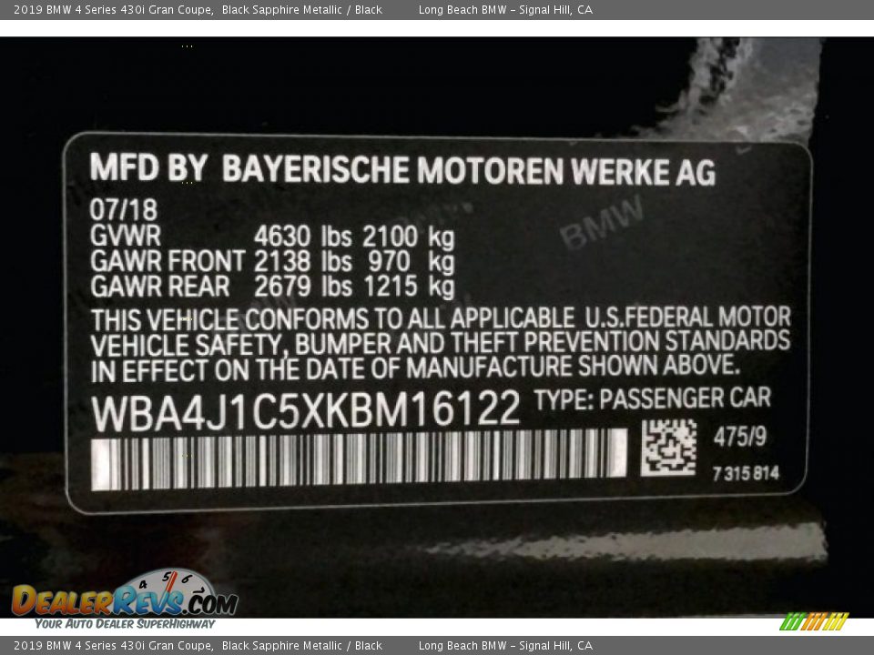 2019 BMW 4 Series 430i Gran Coupe Black Sapphire Metallic / Black Photo #19