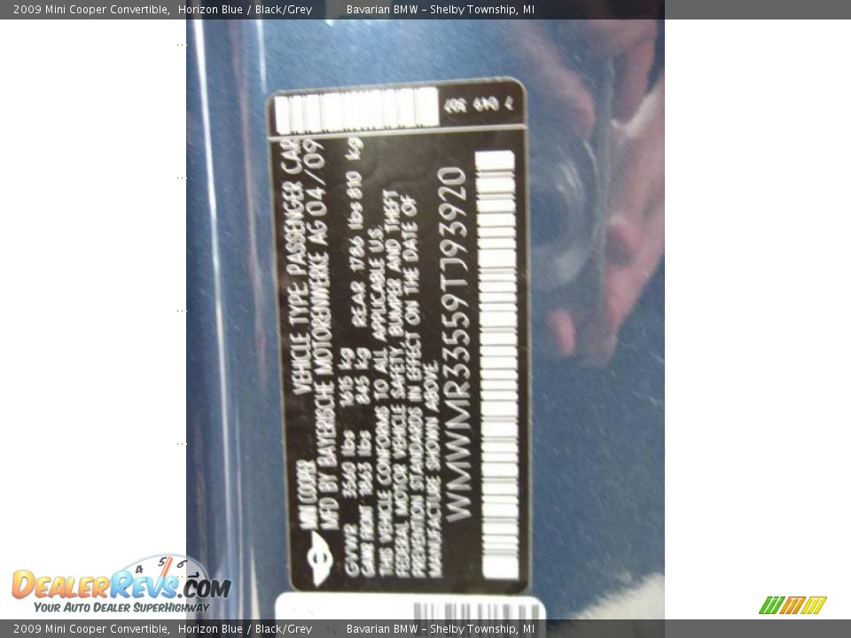 2009 Mini Cooper Convertible Horizon Blue / Black/Grey Photo #9