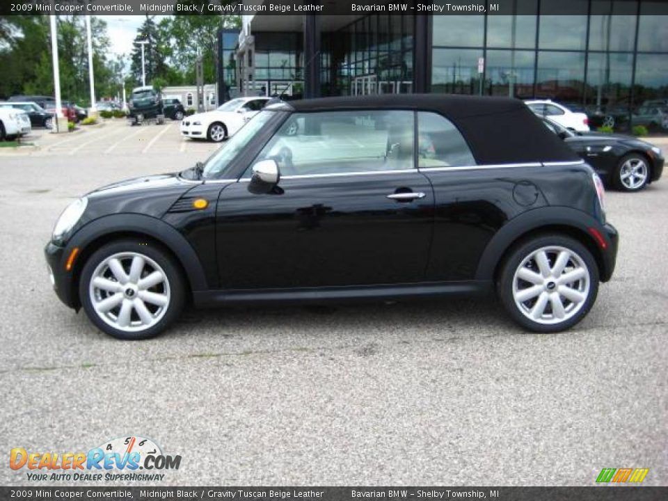 2009 Mini Cooper Convertible Midnight Black / Gravity Tuscan Beige Leather Photo #2
