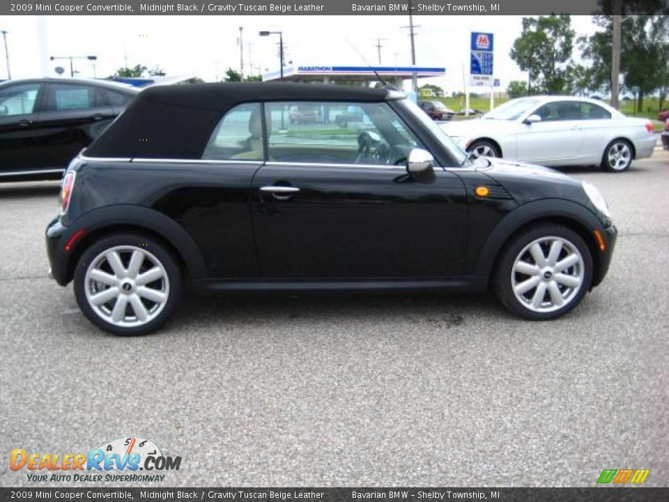 2009 Mini Cooper Convertible Midnight Black / Gravity Tuscan Beige Leather Photo #6
