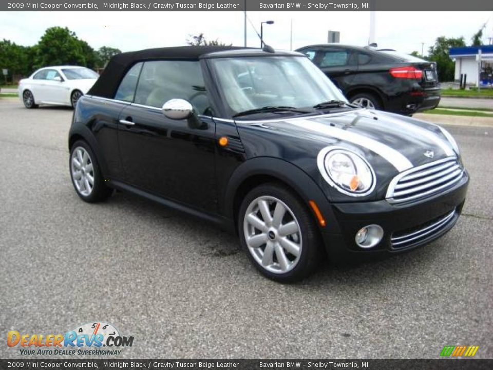 2009 Mini Cooper Convertible Midnight Black / Gravity Tuscan Beige Leather Photo #7