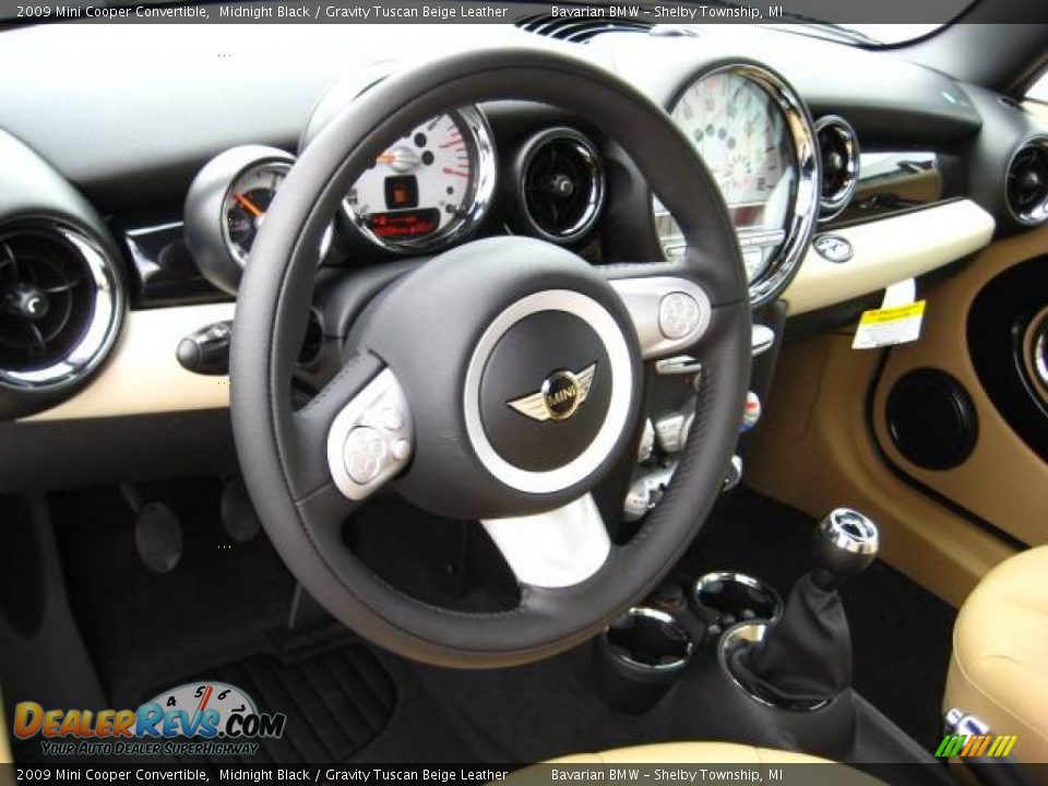 2009 Mini Cooper Convertible Midnight Black / Gravity Tuscan Beige Leather Photo #9