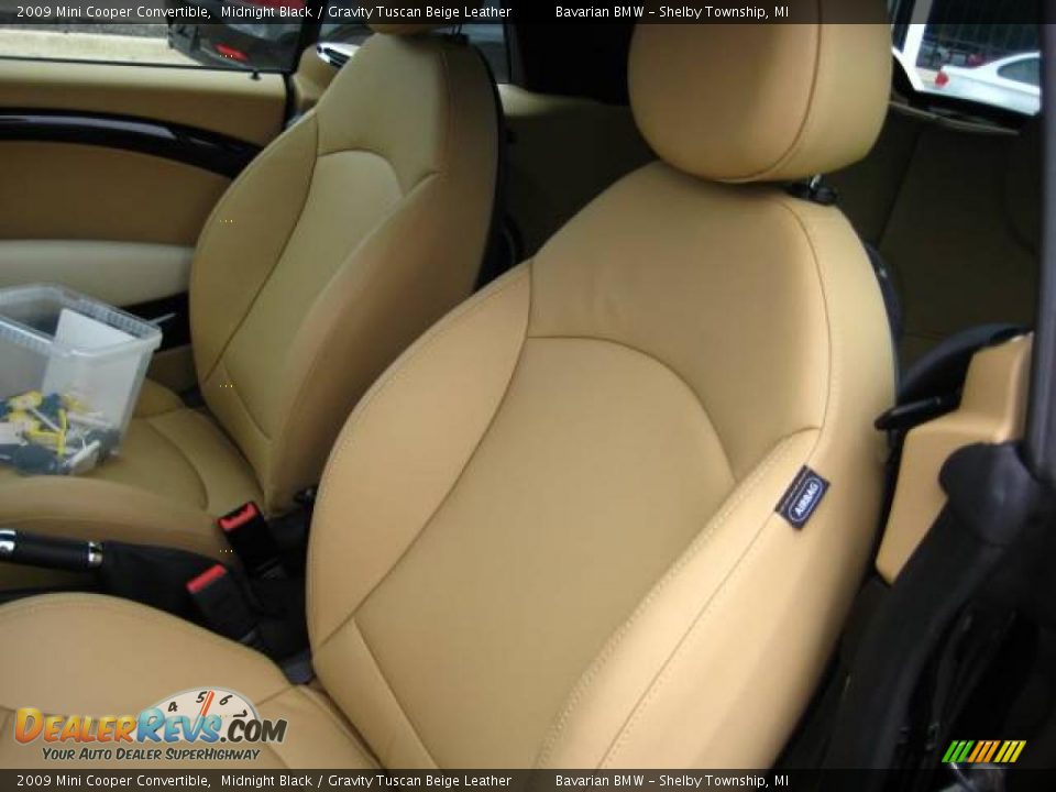 2009 Mini Cooper Convertible Midnight Black / Gravity Tuscan Beige Leather Photo #10