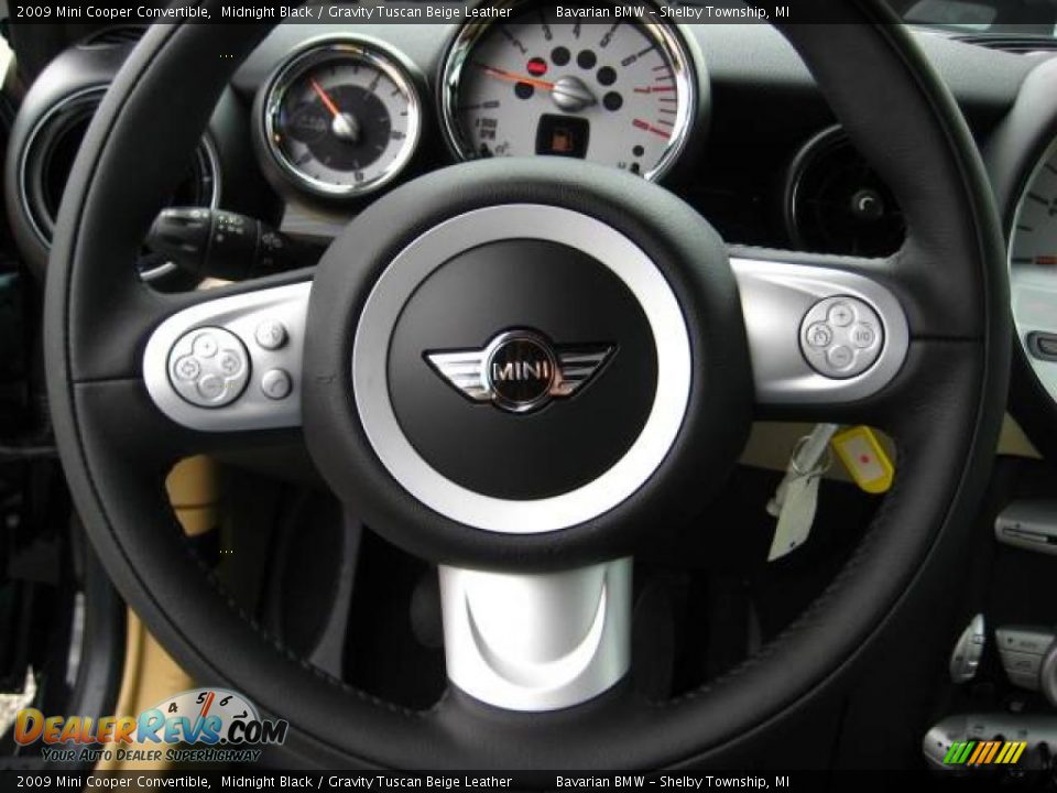 2009 Mini Cooper Convertible Midnight Black / Gravity Tuscan Beige Leather Photo #16