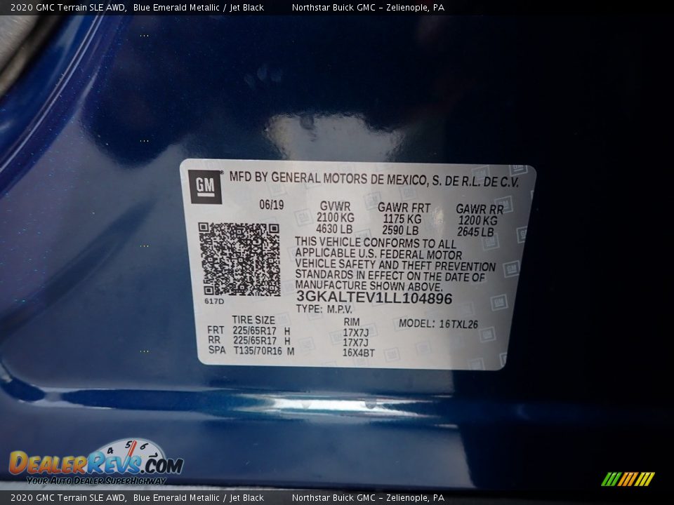 2020 GMC Terrain SLE AWD Blue Emerald Metallic / Jet Black Photo #15