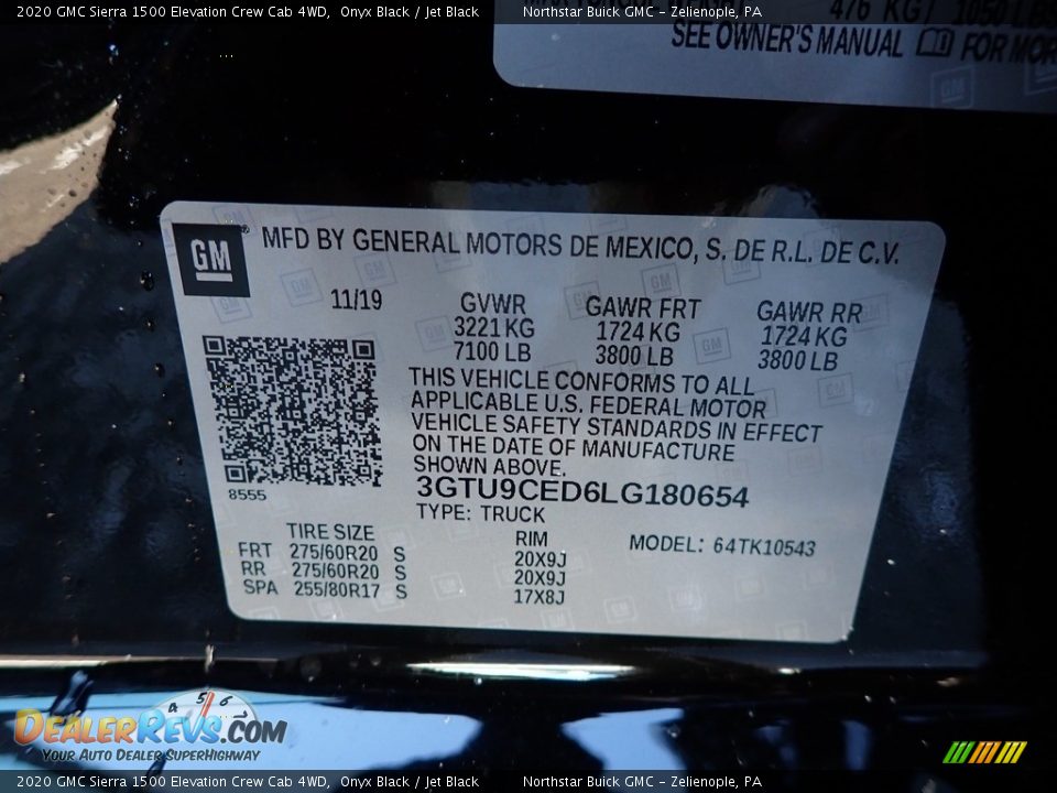 2020 GMC Sierra 1500 Elevation Crew Cab 4WD Onyx Black / Jet Black Photo #11