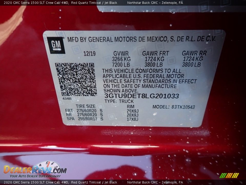 2020 GMC Sierra 1500 SLT Crew Cab 4WD Red Quartz Tintcoat / Jet Black Photo #11