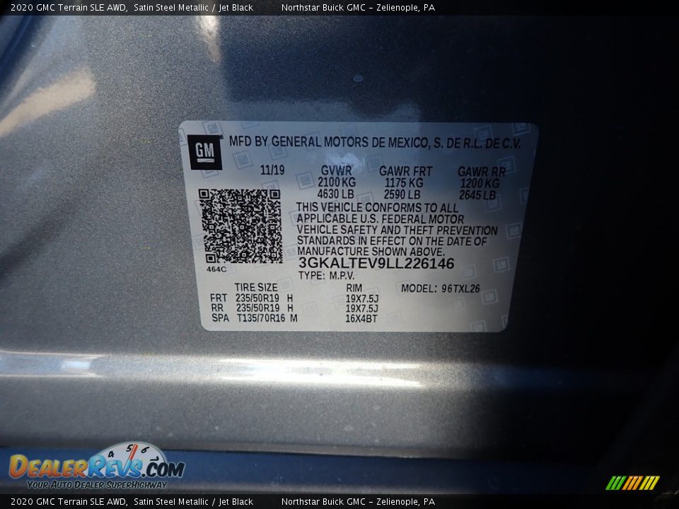 2020 GMC Terrain SLE AWD Satin Steel Metallic / Jet Black Photo #11