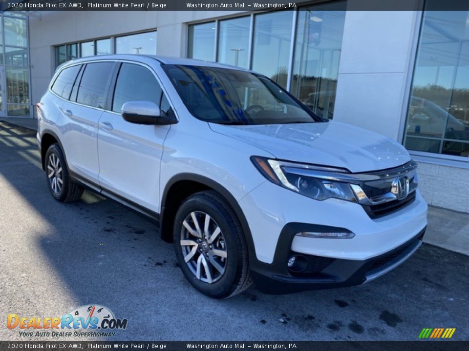 2020 Honda Pilot EX AWD Platinum White Pearl / Beige Photo #2