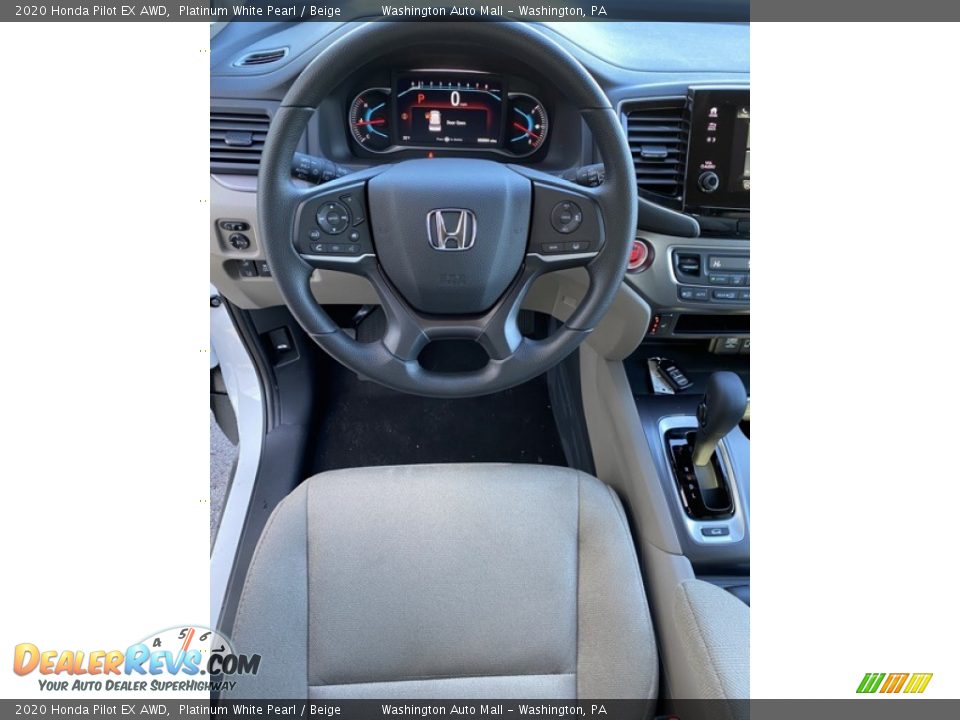 2020 Honda Pilot EX AWD Platinum White Pearl / Beige Photo #13