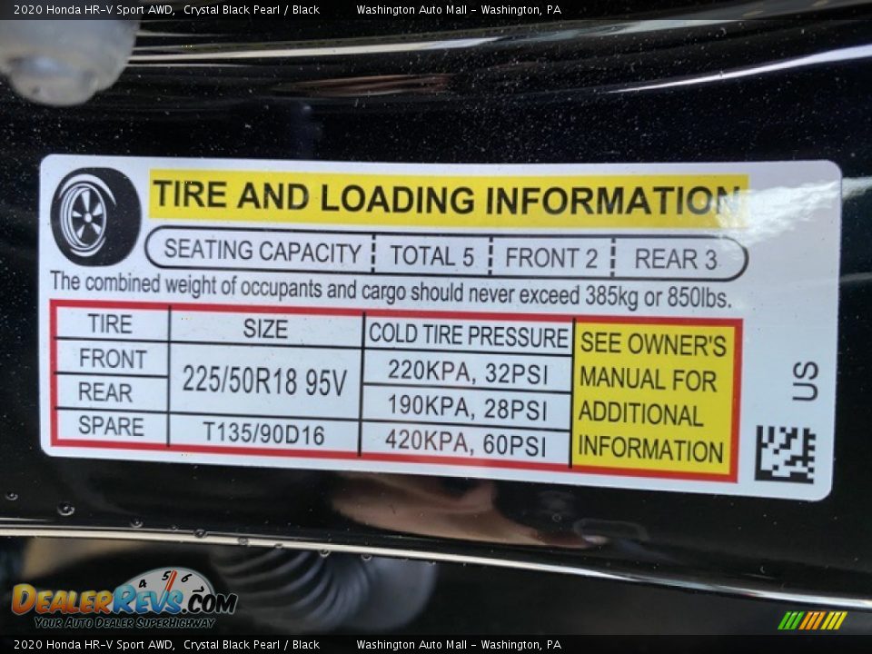 2020 Honda HR-V Sport AWD Crystal Black Pearl / Black Photo #8