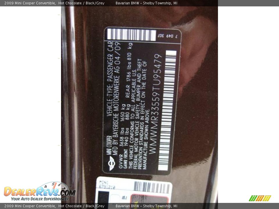 2009 Mini Cooper Convertible Hot Chocolate / Black/Grey Photo #9