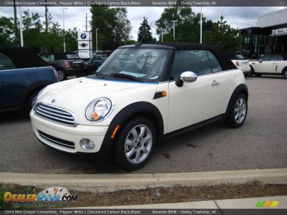2009 Mini Cooper Convertible Pepper White / Checkered Carbon Black/Black Photo #1