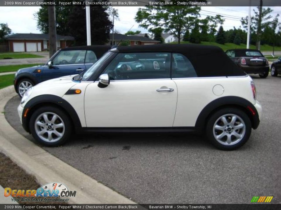 2009 Mini Cooper Convertible Pepper White / Checkered Carbon Black/Black Photo #2