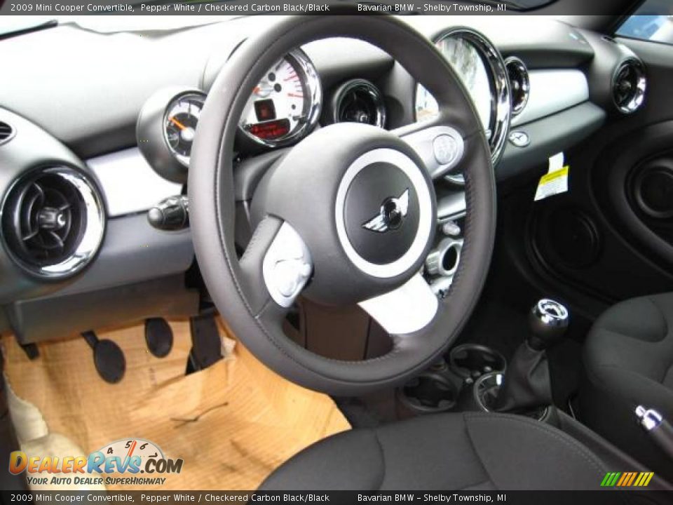 2009 Mini Cooper Convertible Pepper White / Checkered Carbon Black/Black Photo #9