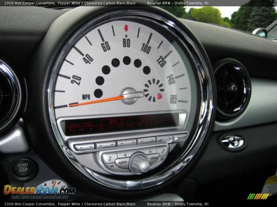 2009 Mini Cooper Convertible Pepper White / Checkered Carbon Black/Black Photo #12