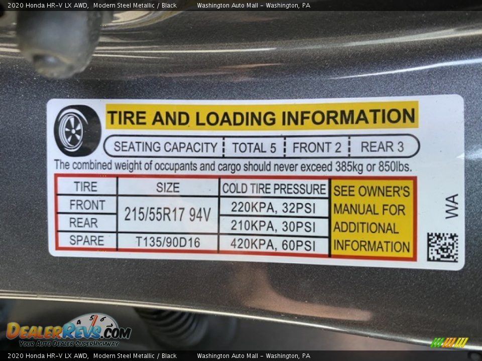 2020 Honda HR-V LX AWD Modern Steel Metallic / Black Photo #8