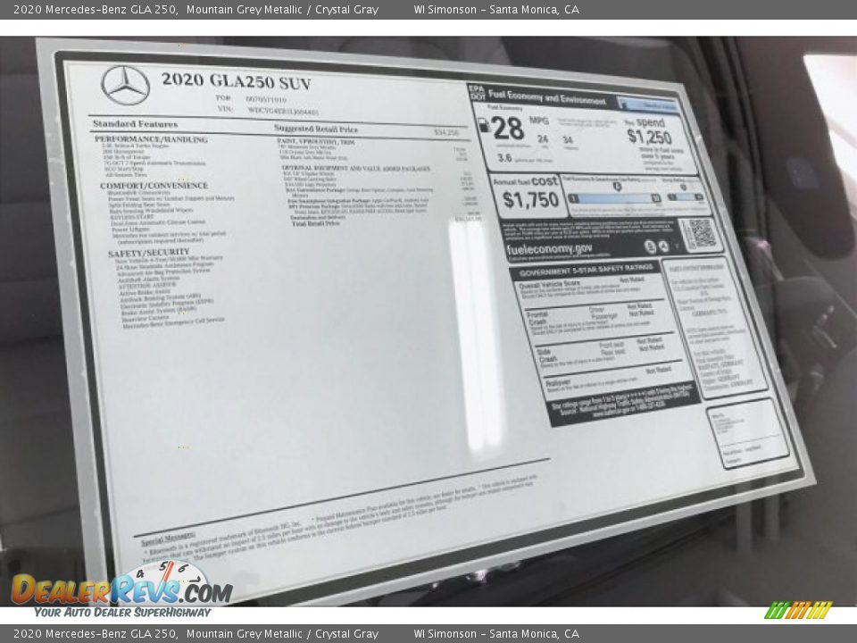 2020 Mercedes-Benz GLA 250 Mountain Grey Metallic / Crystal Gray Photo #10