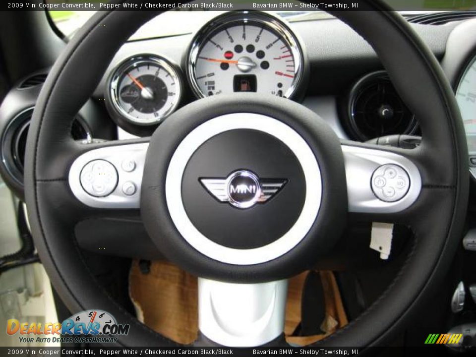 2009 Mini Cooper Convertible Pepper White / Checkered Carbon Black/Black Photo #15