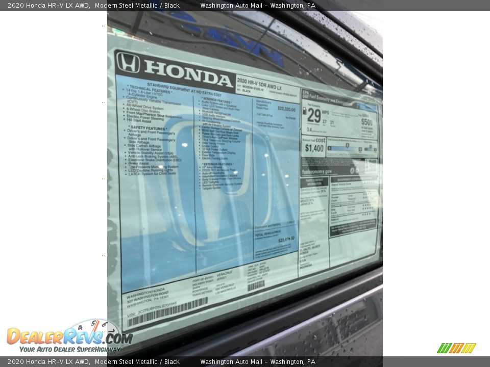 2020 Honda HR-V LX AWD Modern Steel Metallic / Black Photo #15
