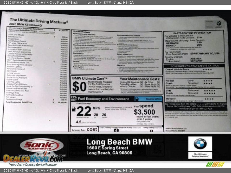 2020 BMW X5 xDrive40i Arctic Grey Metallic / Black Photo #10