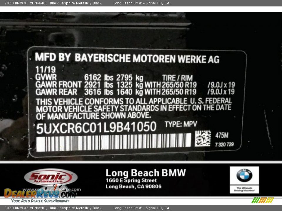 2020 BMW X5 xDrive40i Black Sapphire Metallic / Black Photo #11