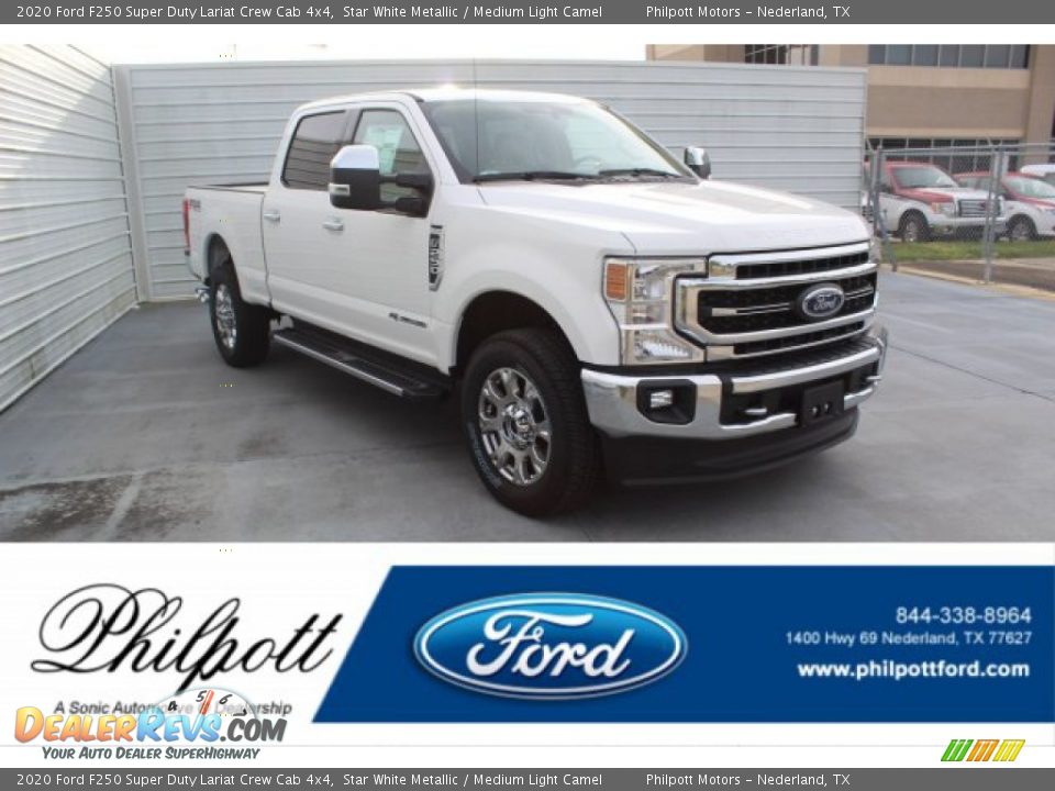 2020 Ford F250 Super Duty Lariat Crew Cab 4x4 Star White Metallic / Medium Light Camel Photo #1