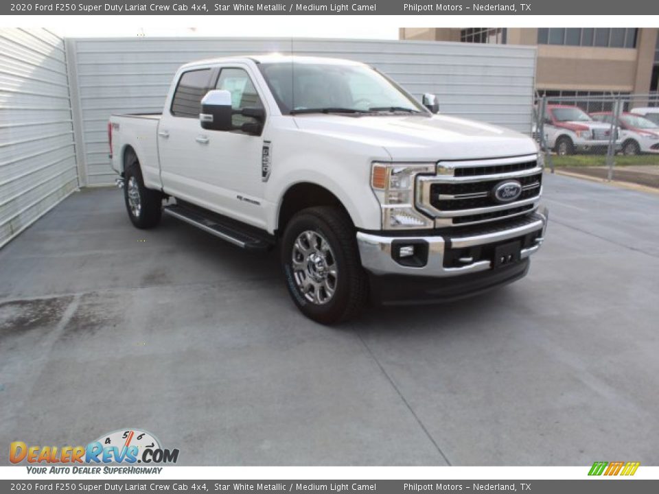 2020 Ford F250 Super Duty Lariat Crew Cab 4x4 Star White Metallic / Medium Light Camel Photo #2