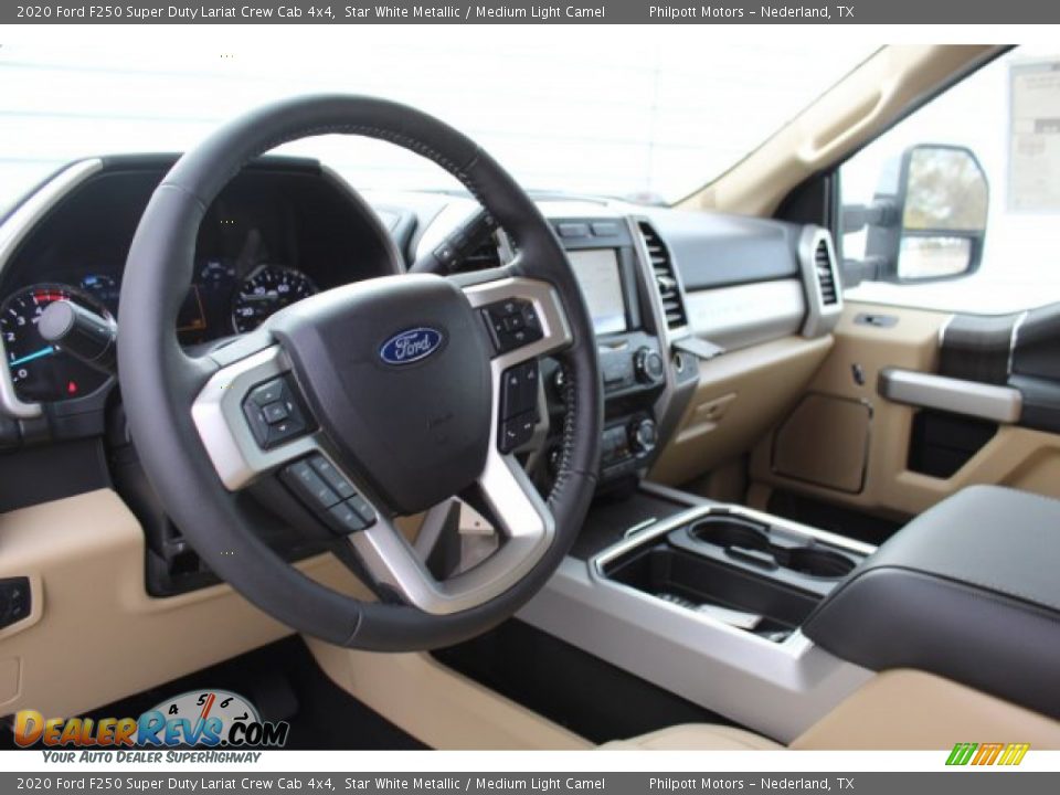 2020 Ford F250 Super Duty Lariat Crew Cab 4x4 Star White Metallic / Medium Light Camel Photo #12