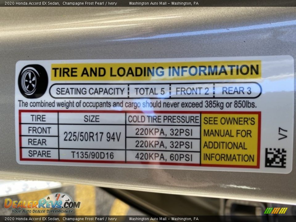 2020 Honda Accord EX Sedan Champagne Frost Pearl / Ivory Photo #8