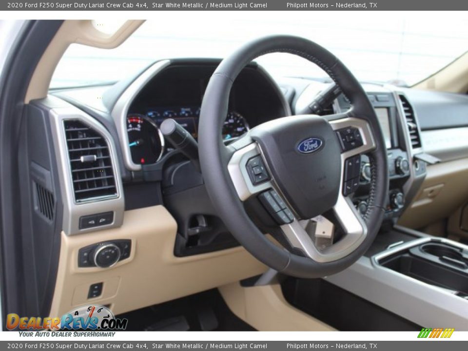 2020 Ford F250 Super Duty Lariat Crew Cab 4x4 Star White Metallic / Medium Light Camel Photo #13