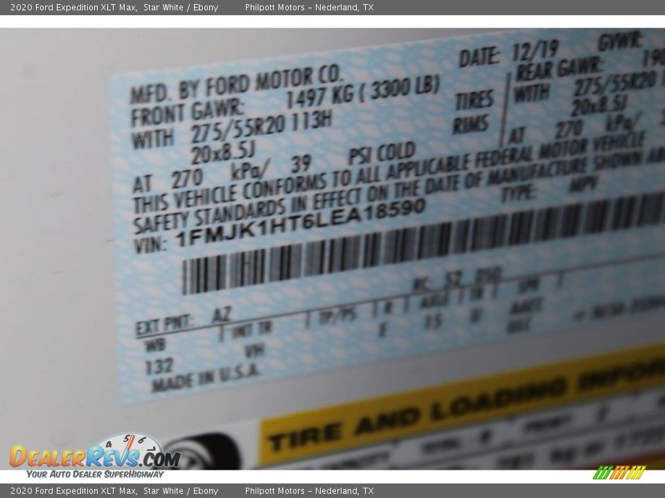 2020 Ford Expedition XLT Max Star White / Ebony Photo #26