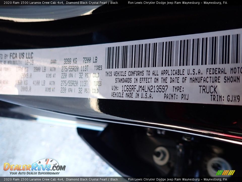 2020 Ram 1500 Laramie Crew Cab 4x4 Diamond Black Crystal Pearl / Black Photo #16