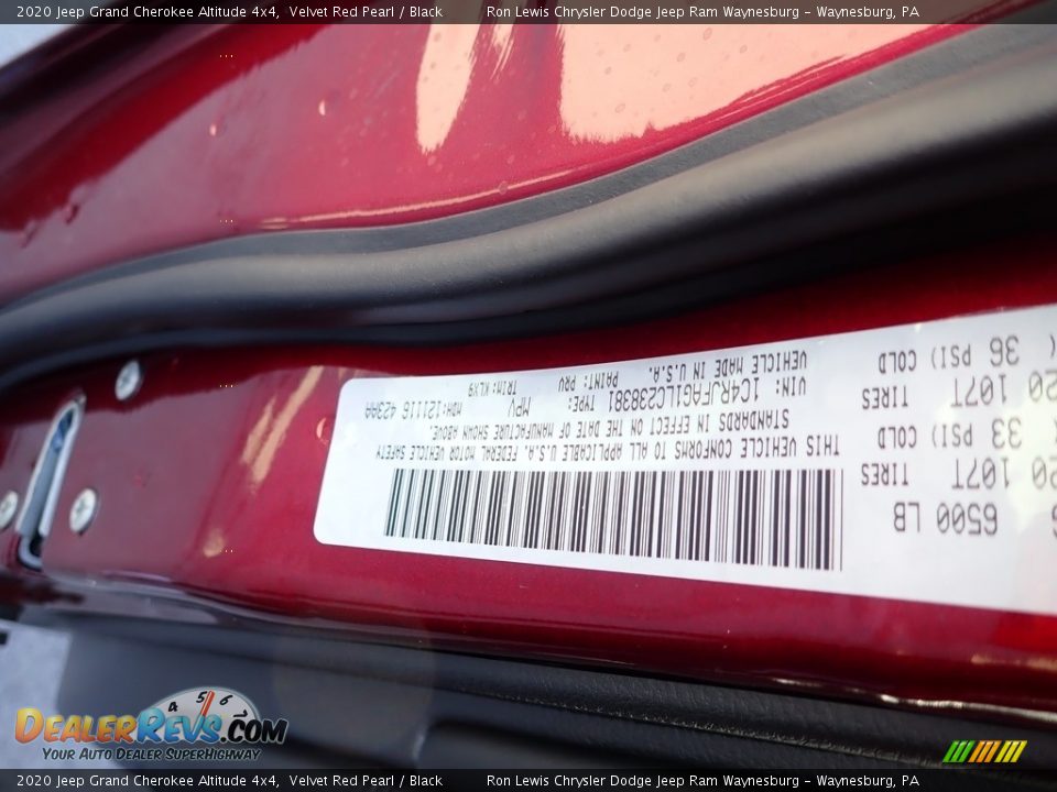 2020 Jeep Grand Cherokee Altitude 4x4 Velvet Red Pearl / Black Photo #16
