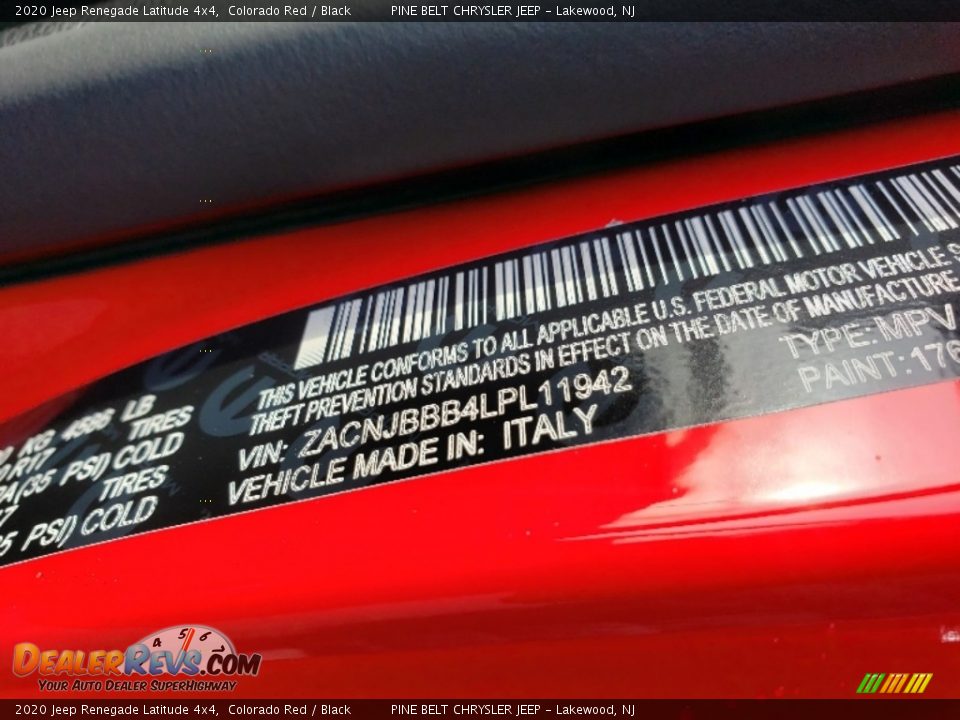 2020 Jeep Renegade Latitude 4x4 Colorado Red / Black Photo #9