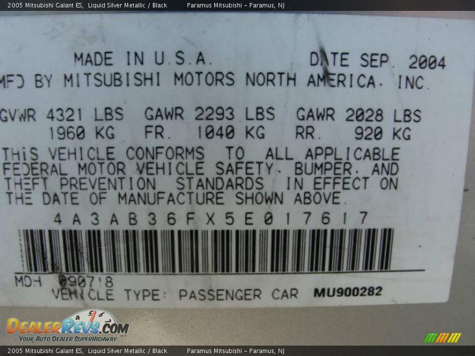 2005 Mitsubishi Galant ES Liquid Silver Metallic / Black Photo #16