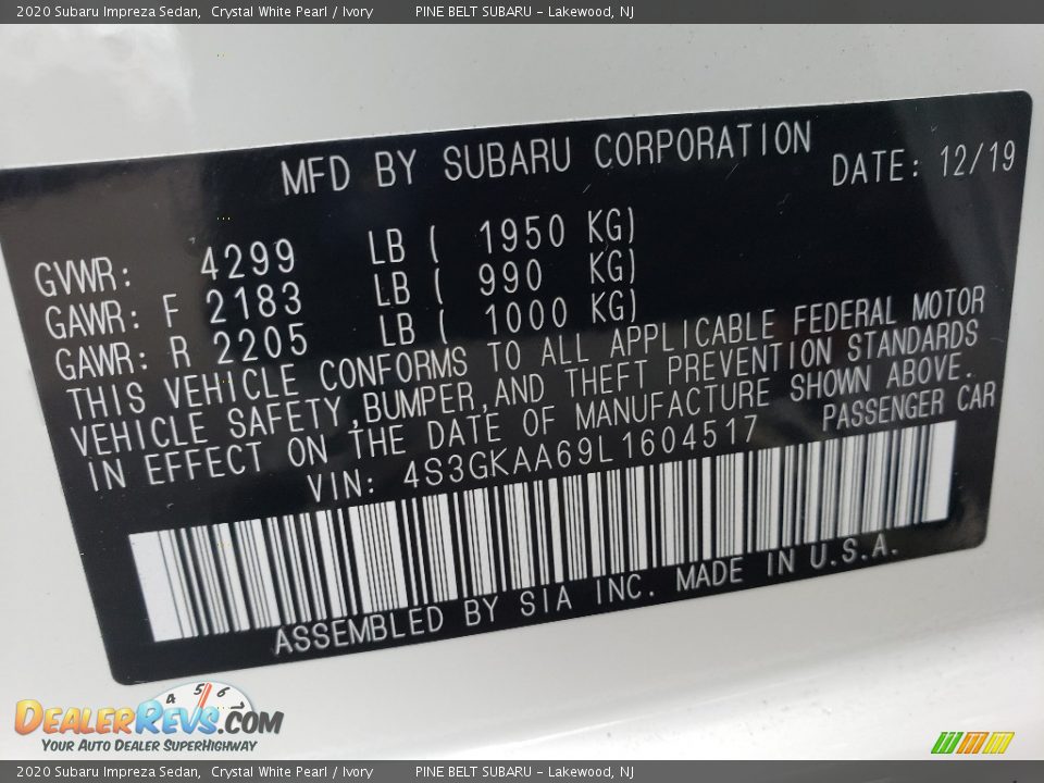 2020 Subaru Impreza Sedan Crystal White Pearl / Ivory Photo #9