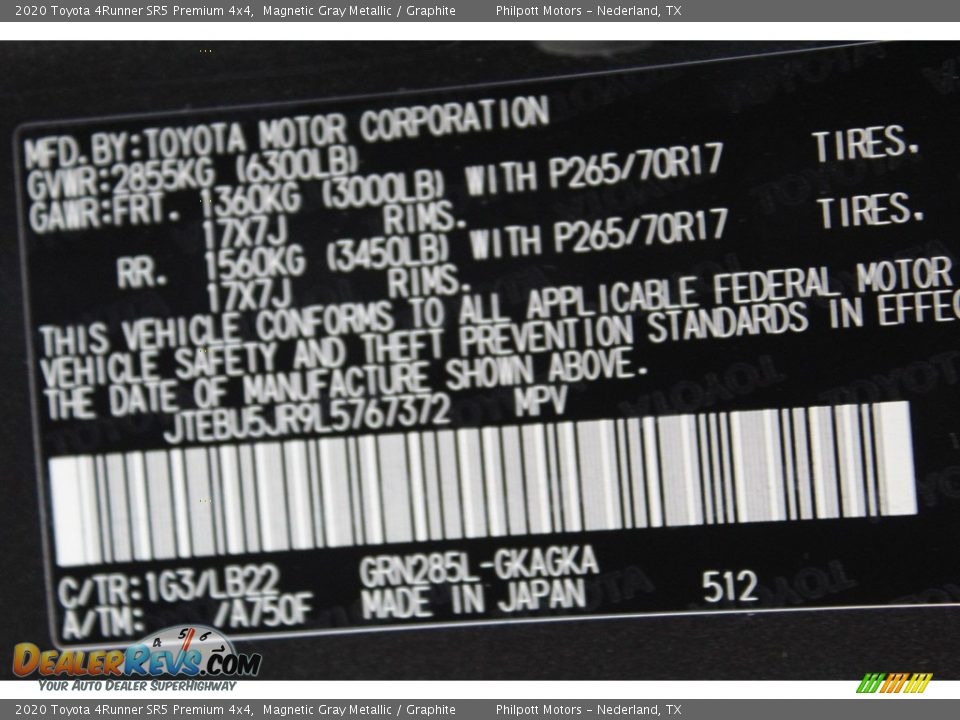 2020 Toyota 4Runner SR5 Premium 4x4 Magnetic Gray Metallic / Graphite Photo #26