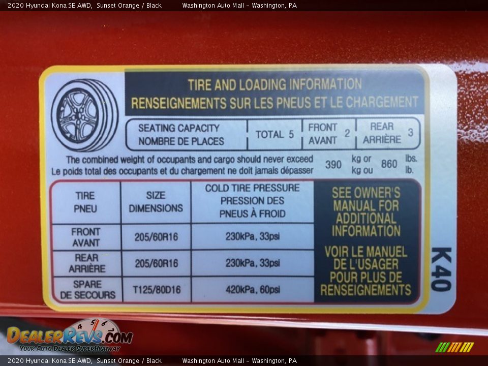 2020 Hyundai Kona SE AWD Sunset Orange / Black Photo #9