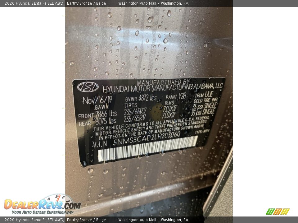 2020 Hyundai Santa Fe SEL AWD Earthy Bronze / Beige Photo #10