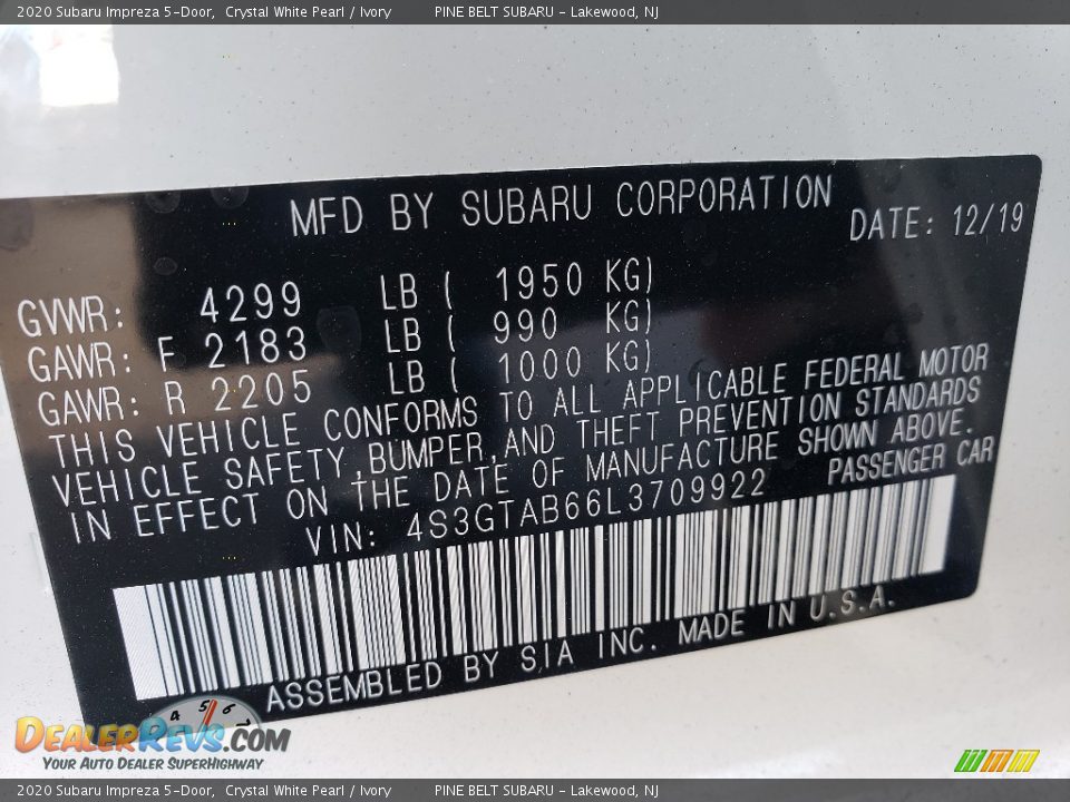 2020 Subaru Impreza 5-Door Crystal White Pearl / Ivory Photo #9