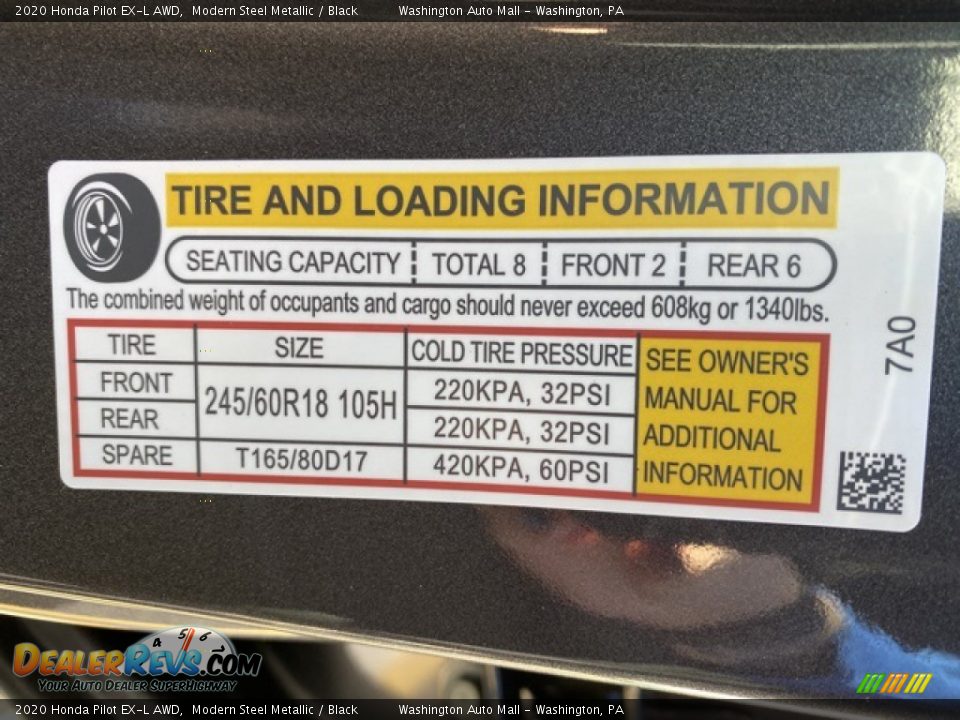 2020 Honda Pilot EX-L AWD Modern Steel Metallic / Black Photo #8