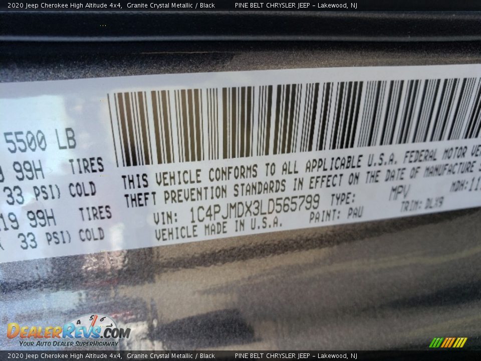 2020 Jeep Cherokee High Altitude 4x4 Granite Crystal Metallic / Black Photo #9