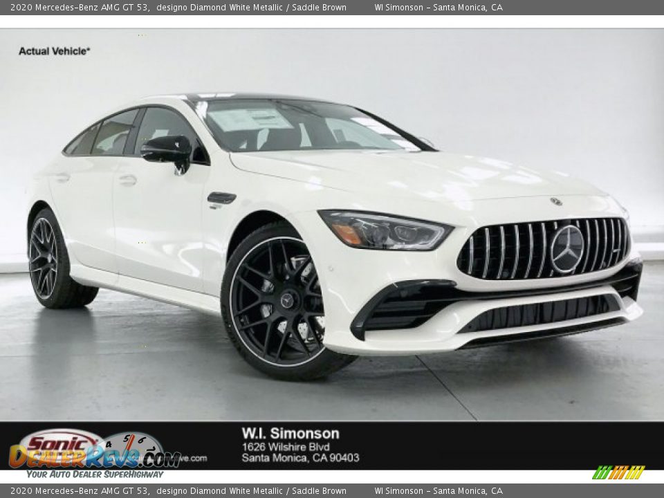 2020 Mercedes-Benz AMG GT 53 designo Diamond White Metallic / Saddle Brown Photo #1