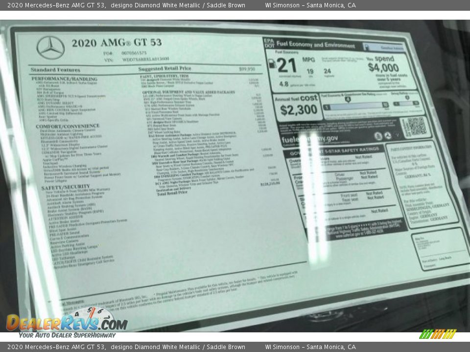 2020 Mercedes-Benz AMG GT 53 designo Diamond White Metallic / Saddle Brown Photo #11