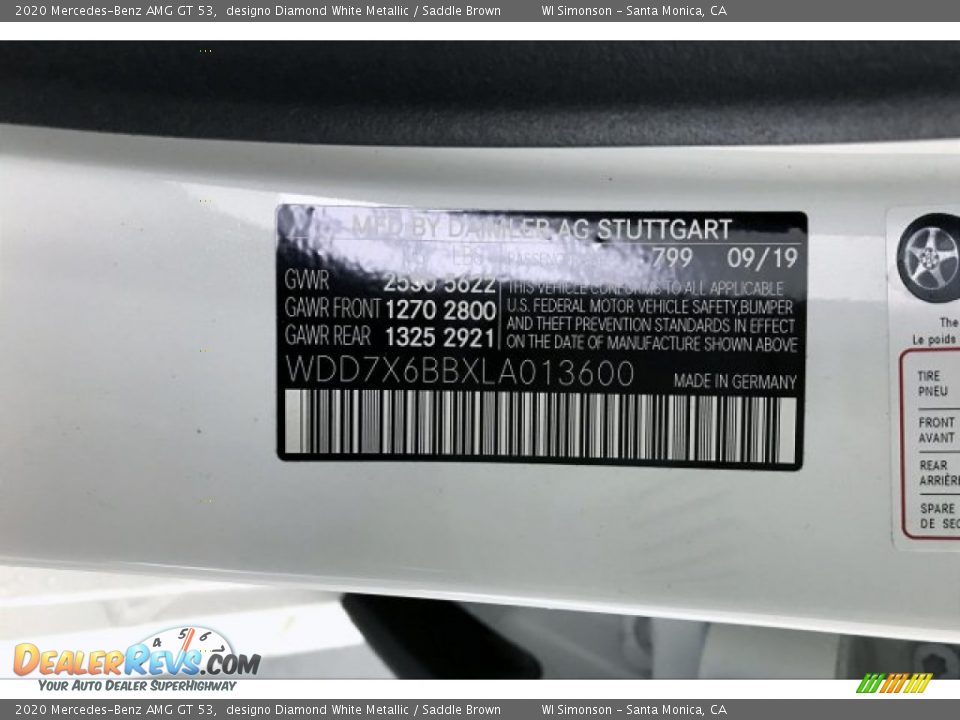 2020 Mercedes-Benz AMG GT 53 designo Diamond White Metallic / Saddle Brown Photo #24