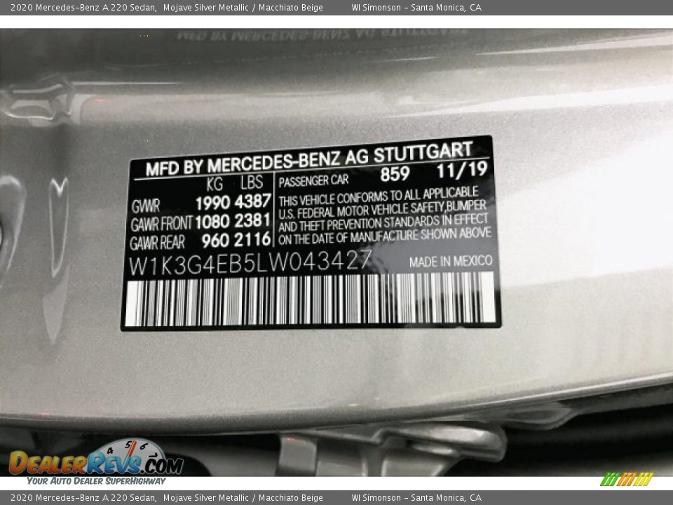 2020 Mercedes-Benz A 220 Sedan Mojave Silver Metallic / Macchiato Beige Photo #11